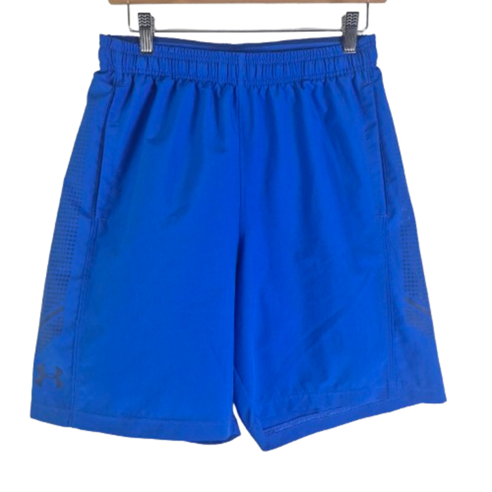 UNDER ARMOUR Athletic Blue Breathable Woven Graphic Shorts Mens Size M
